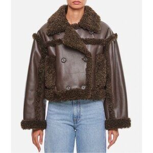 Stand Studio Kristy Faux Shearling Cropped Jacket Women's Size 0 US Brown